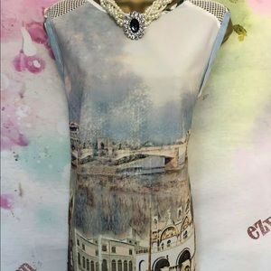 Unique tunic Blue Dress cathedral painting